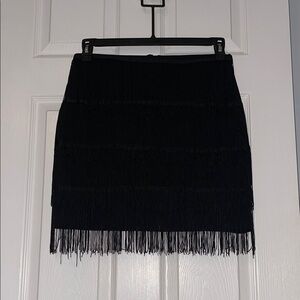 Pretty Little Thing Elegant Black Fringe Skirt